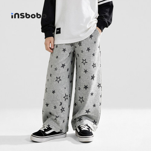 INSbobo儿童裤子星星印花卫裤