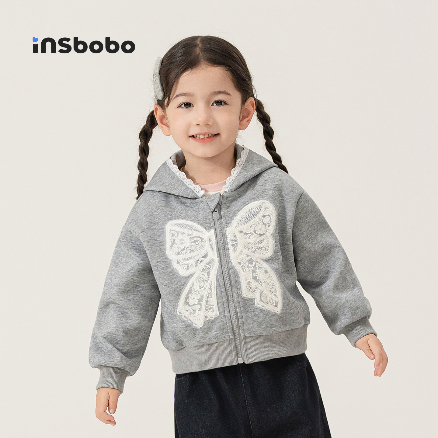 INSbobo童装女童外套儿童连帽卫衣女孩上衣蕾丝蝴蝶结衣服春秋装,童装/婴儿装/亲子装,普通外套,淘宝优惠券,粉丝福利购,淘宝优惠卷