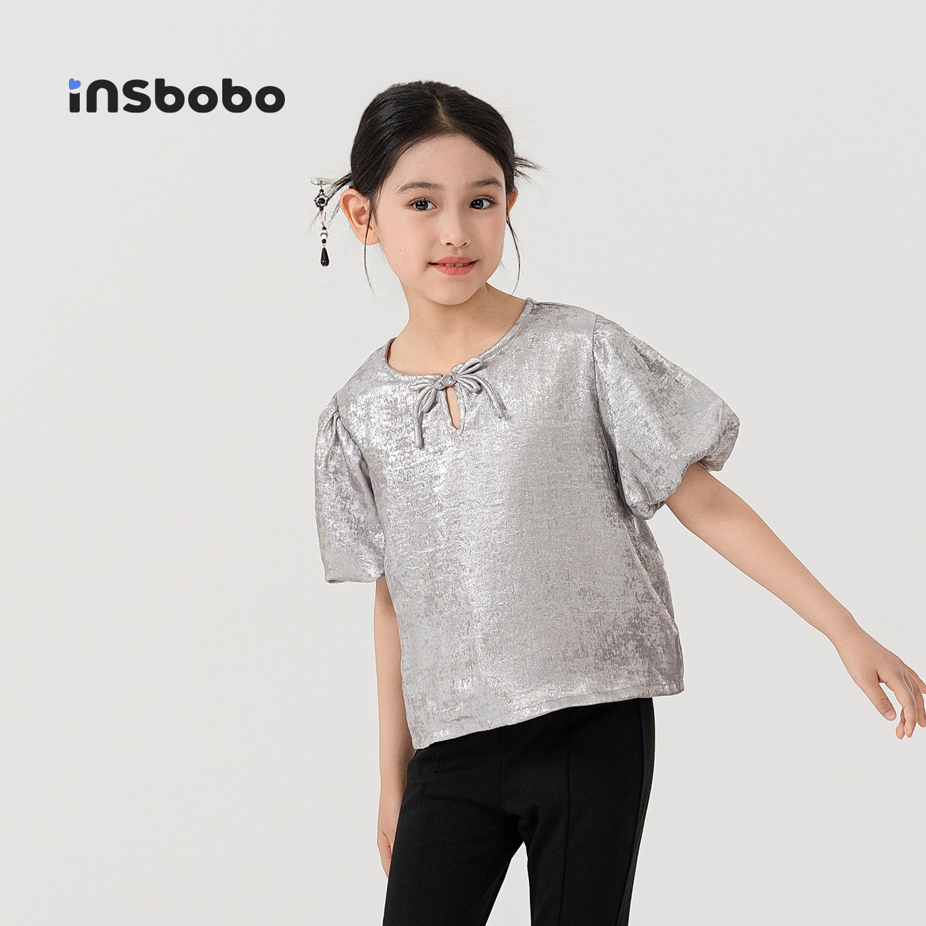 INSbobo童装汉服女童t恤2026新款小女孩礼服上衣洋气时髦儿童夏装,童装/婴儿装/亲子装,唐装,淘宝优惠券,粉丝福利购,淘宝优惠卷