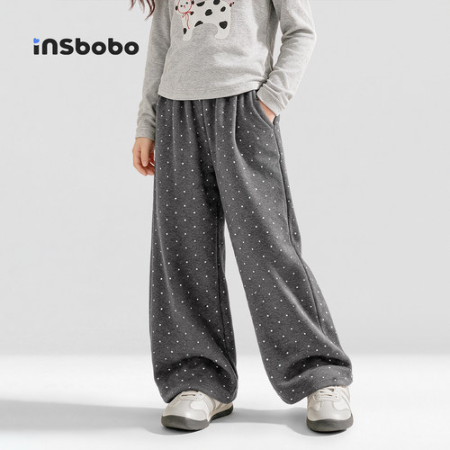 INSbobo儿童裤子波点休闲阔腿裤
