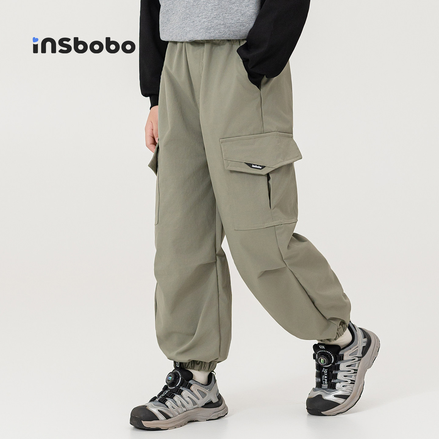 INSbobo童装儿童裤子春装男童工装裤女童休闲裤宽松男孩长裤童裤
