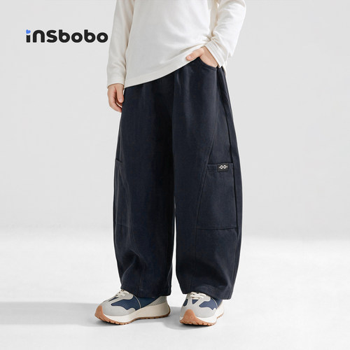 INSbobo儿童裤子字母装饰休闲裤