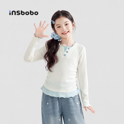 INSbobo儿童T恤假两件收腰T恤