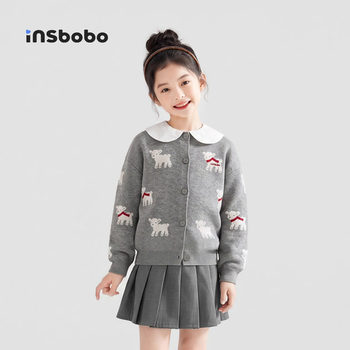 INSbobo儿童毛衣小羊开衫毛衣