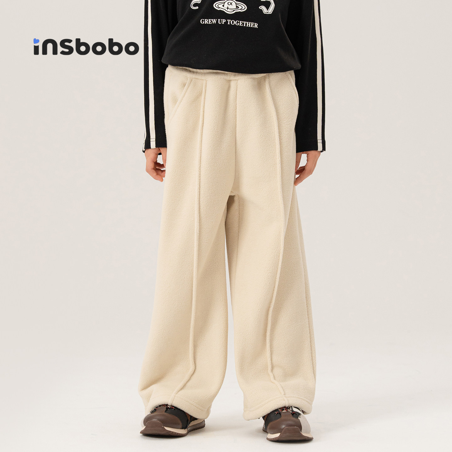 INSbobo儿童裤子绣花休闲裤