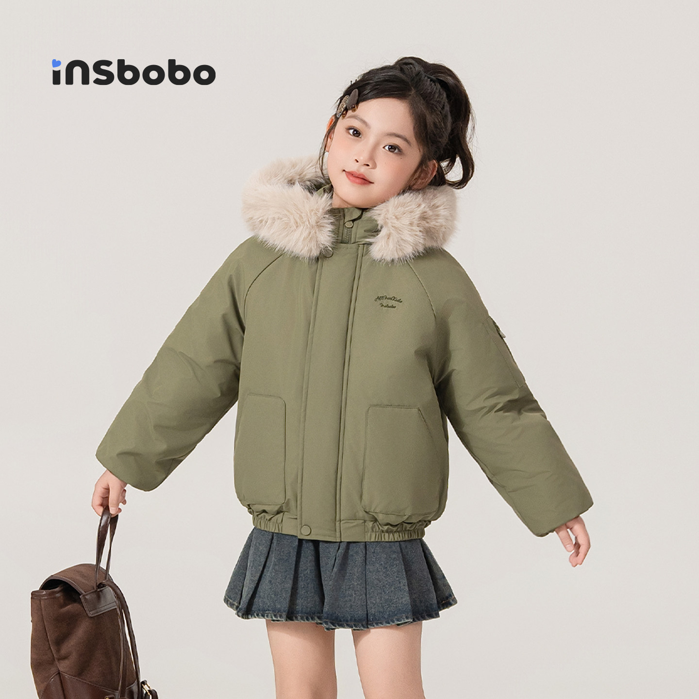 INSbobo儿童棉服连帽毛绒棉服