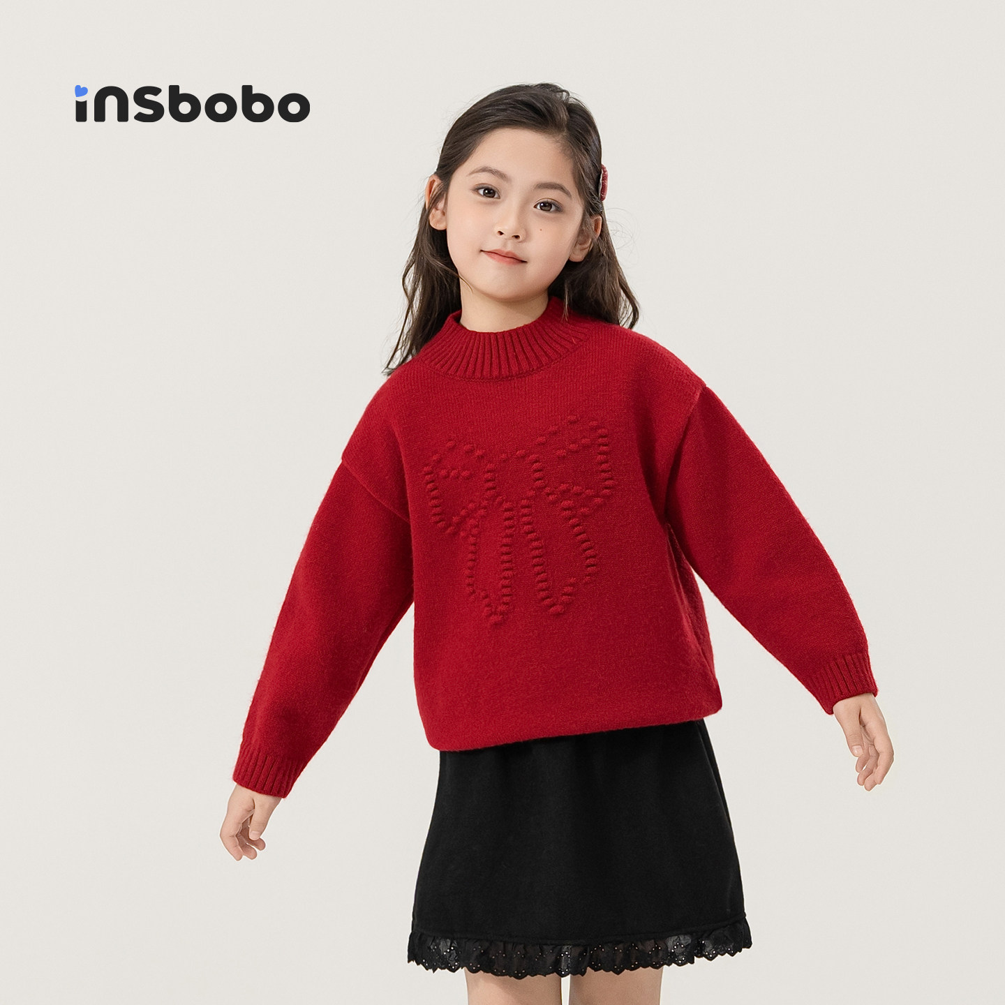 INSbobo儿童毛衣休闲蝴蝶结毛衣