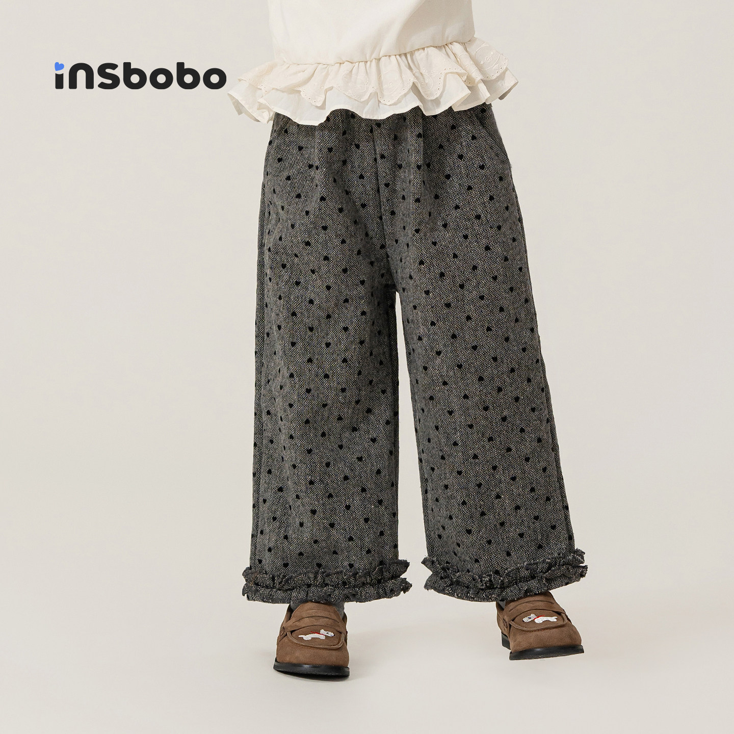 INSbobo儿童裤子爱心波点休闲裤