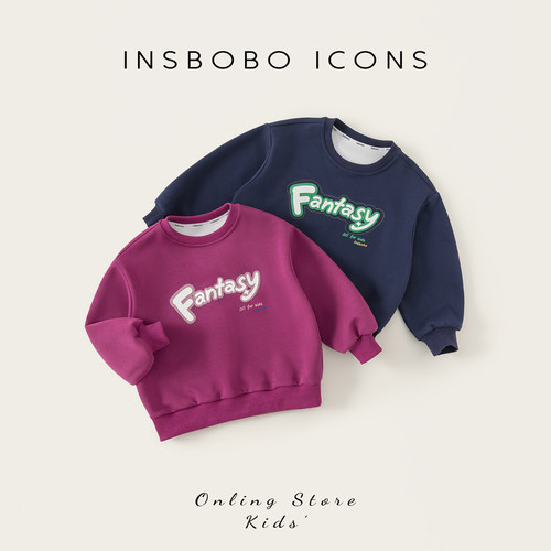 INSbobo儿童圆领字母印花卫衣