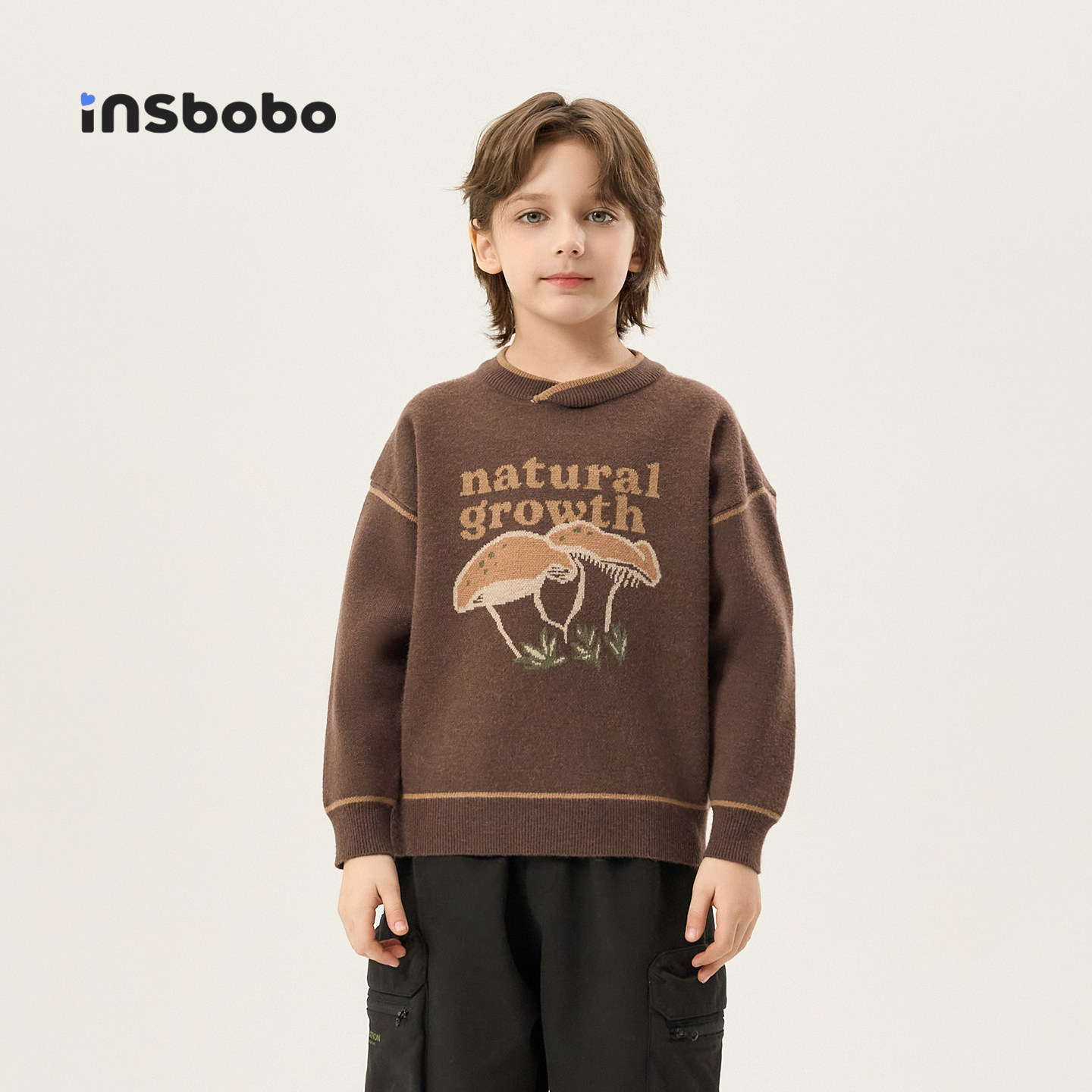 INSbobo儿童图案撞色毛衣