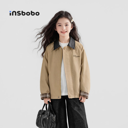 INSbobo儿童外套撞色风衣外套