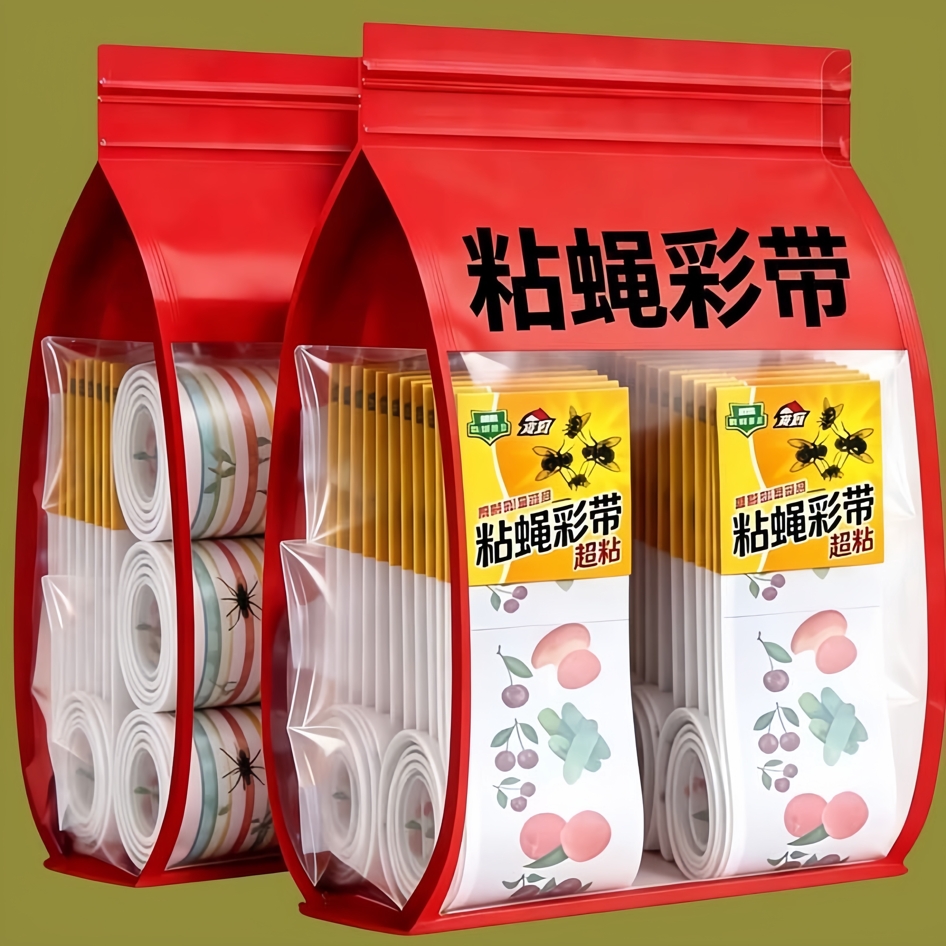 苍蝇贴粘蝇纸彩带粘蚊专用捕灭蝇神器粘蝇板条诱杀强力园艺捕蝇纸