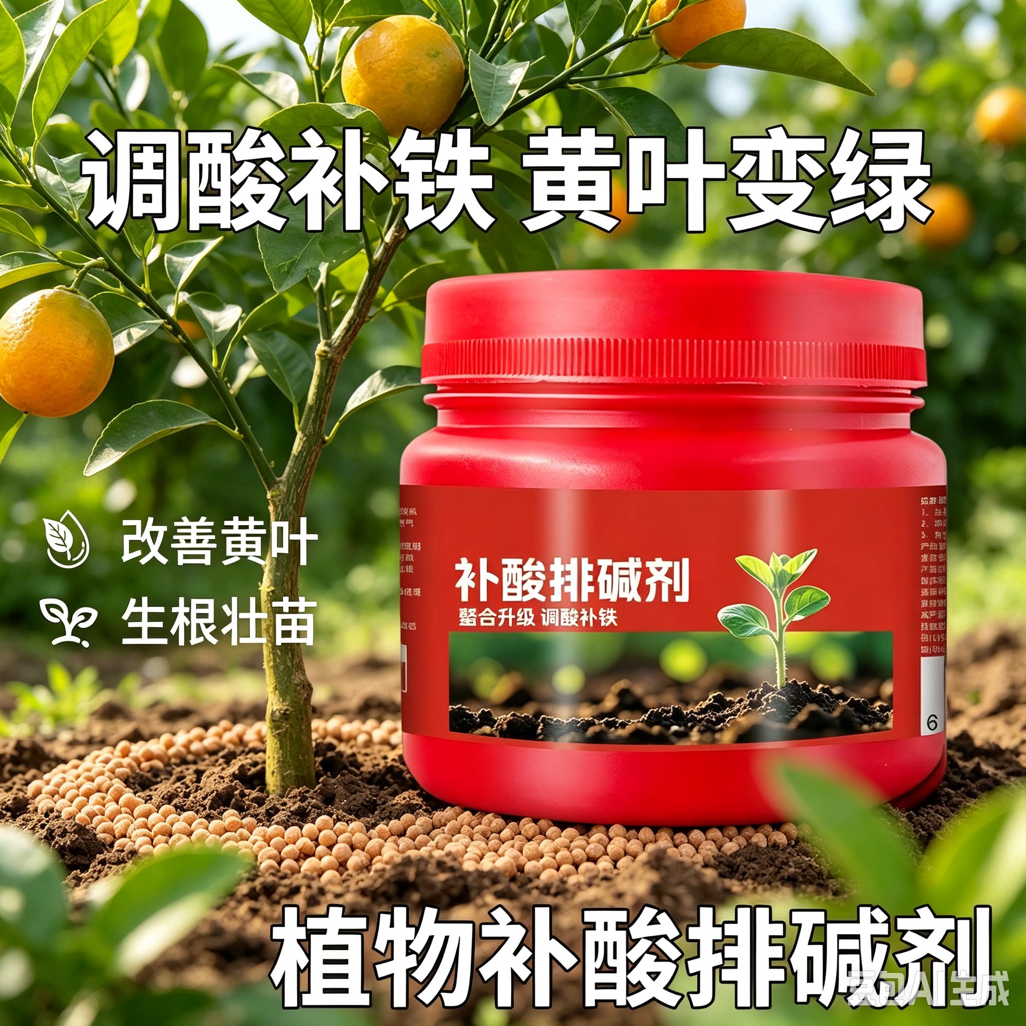 互渗剂补酸排碱剂调节土壤酸碱度防黄叶花卉蔬菜喜酸植物通用水溶
