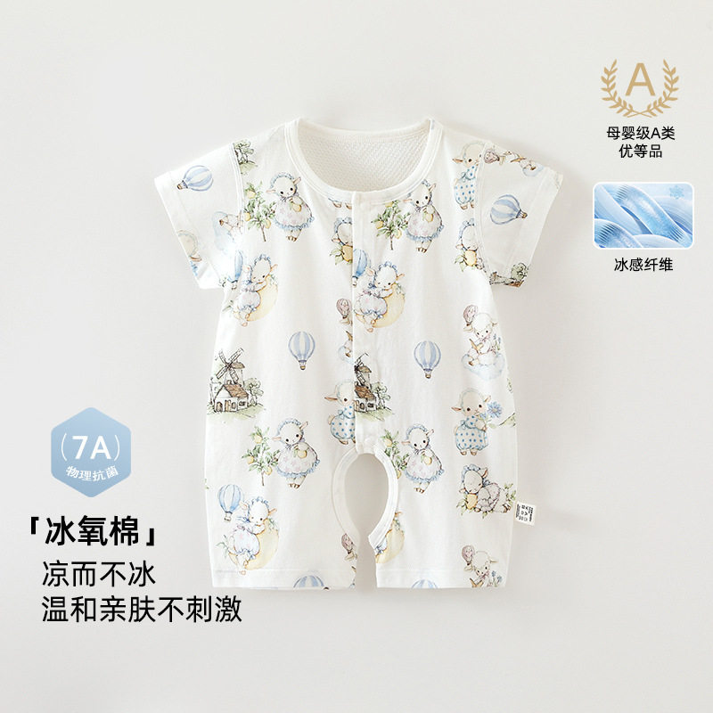 宝宝夏季衣服连体衣婴儿a类纯棉正反捻7A抗菌面料婴儿衣服夏薄款