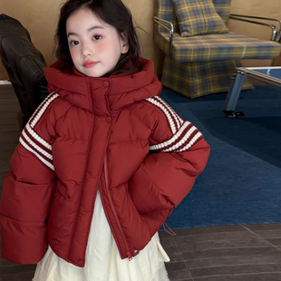 【DZ】冬季新款儿童韩系时尚洋气棉服女童红色拜年服外套HCE349