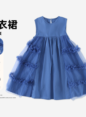 女童高级连衣裙夏季公主裙网纱棉布裙无袖背心裙HCB429-tylj