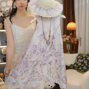 女童夏季新款蕾丝拼接碎花无袖连衣裙夏装女孩印花背心裙HCB724