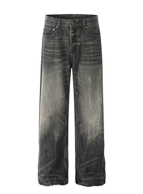 DECEYE澳洲街头水洗做旧爆裂纹牛仔裤男女宽松设计感cleanfit裤子