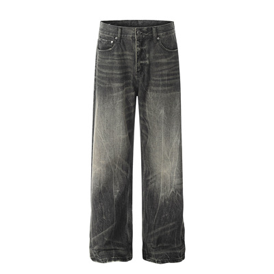 DECEYE澳洲街头水洗做旧爆裂纹牛仔裤男女宽松设计感cleanfit裤子