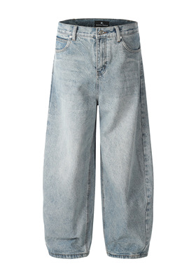 DECEYE澳洲轻奢水洗做旧弯刀牛仔裤女新款高级感宽松百搭长裤子