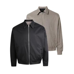 DECEYE RTIMFD千鸟格双面穿拉链飞行夹克cleanfit短款两穿外套