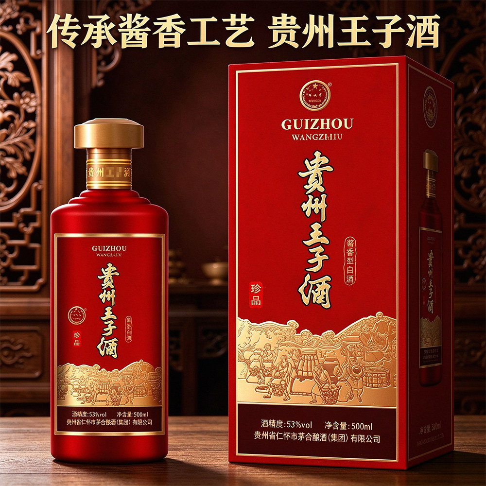 贵州王子酒珍品十二生肖53度酱香型白酒喜宴礼盒装整箱