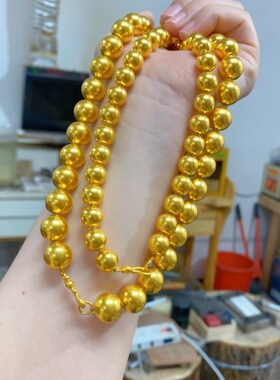 金包银圆珠项链佛珠可DIY叠戴