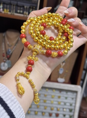 盛尊金包银古法醒狮项串新中式