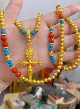 黄金包银十字金刚杵项串可diy