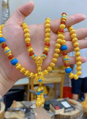 拉丝南瓜佛珠金刚杵金包银项串