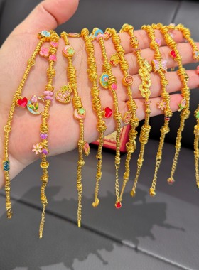 盛尊金包银新款古法时尚跑环手链