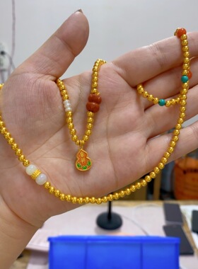 金包银项链珐琅彩葫芦白玉手串