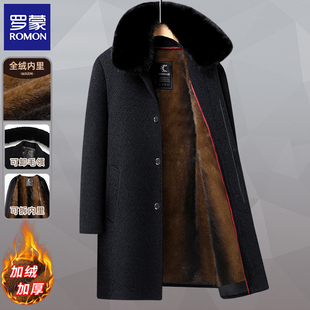 爸爸加绒外套雪尼尔长款加厚棉服中老年人男士夹克父亲秋冬季爷爷