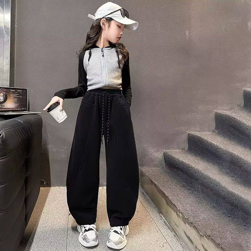 女童春秋款洋气宽松休闲阔腿弯刀