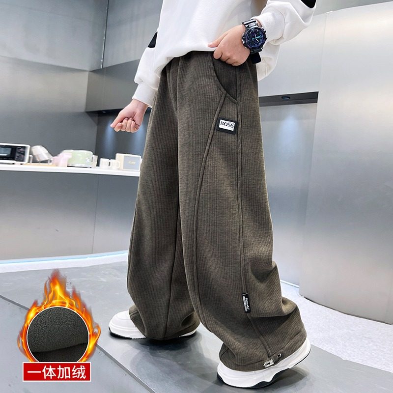 儿童加绒裤子男童冬季一体绒灯芯绒长裤加厚宽松保暖直筒休闲裤子,童装/婴儿装/亲子装,裤子,淘宝优惠券,粉丝福利购,淘宝优惠卷