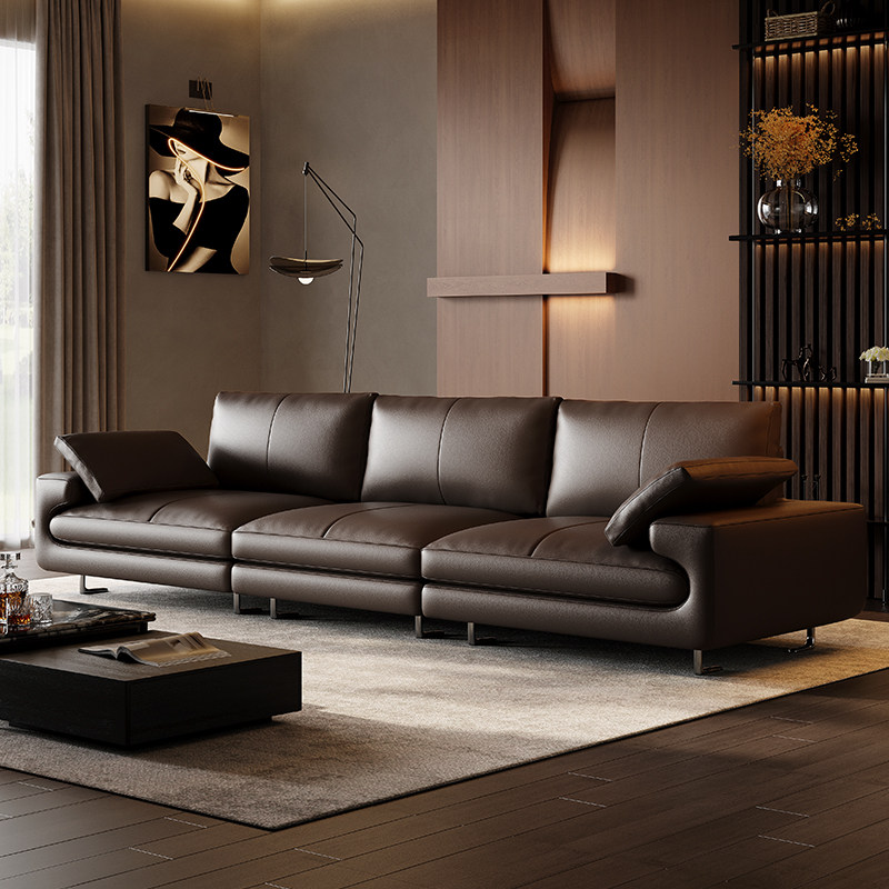 越映卡宴真皮沙发客厅小户型全青皮高端意式极简高脚直排头层牛皮