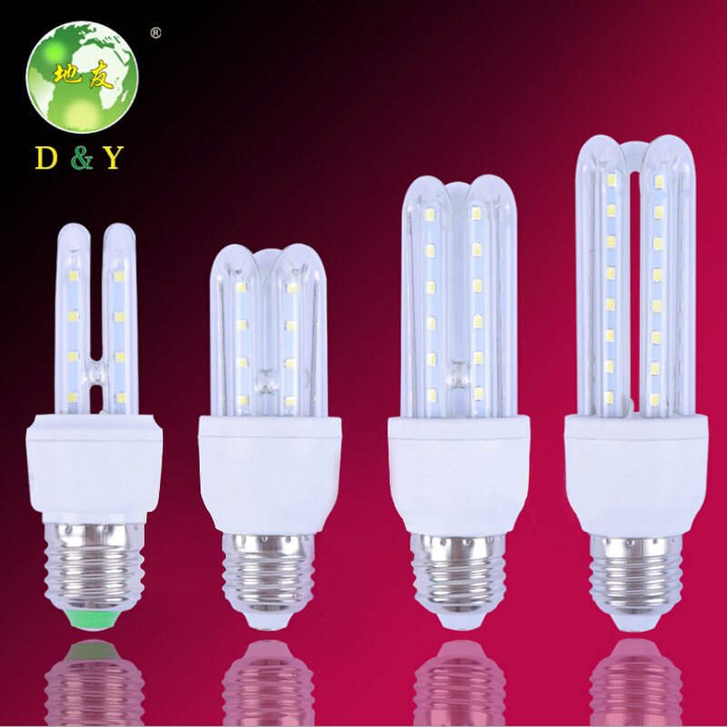 批发led灯泡U型管节能灯芯玉米灯 3U12瓦螺旋超亮e27螺口家用螺口