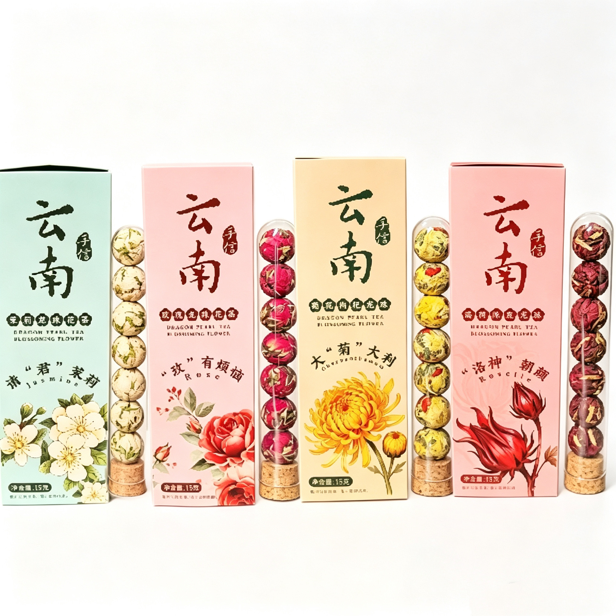 云南伴手礼大理特产会开花的茶洛神龙珠花茶玫瑰茉莉泡水办公室