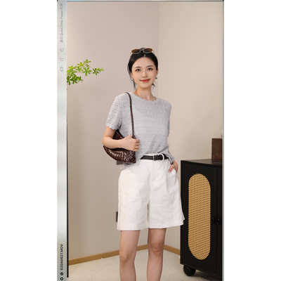 【美鹿莎专属】春夏百搭桑蚕丝针织宽松显瘦气质上衣女  PX-2260