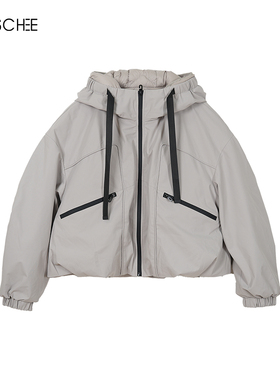 千百惠廓形连帽短款羽绒服 431R-56142