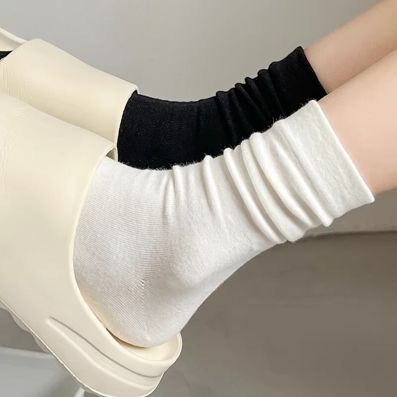 女款棉防臭无骨泡泡中筒袜