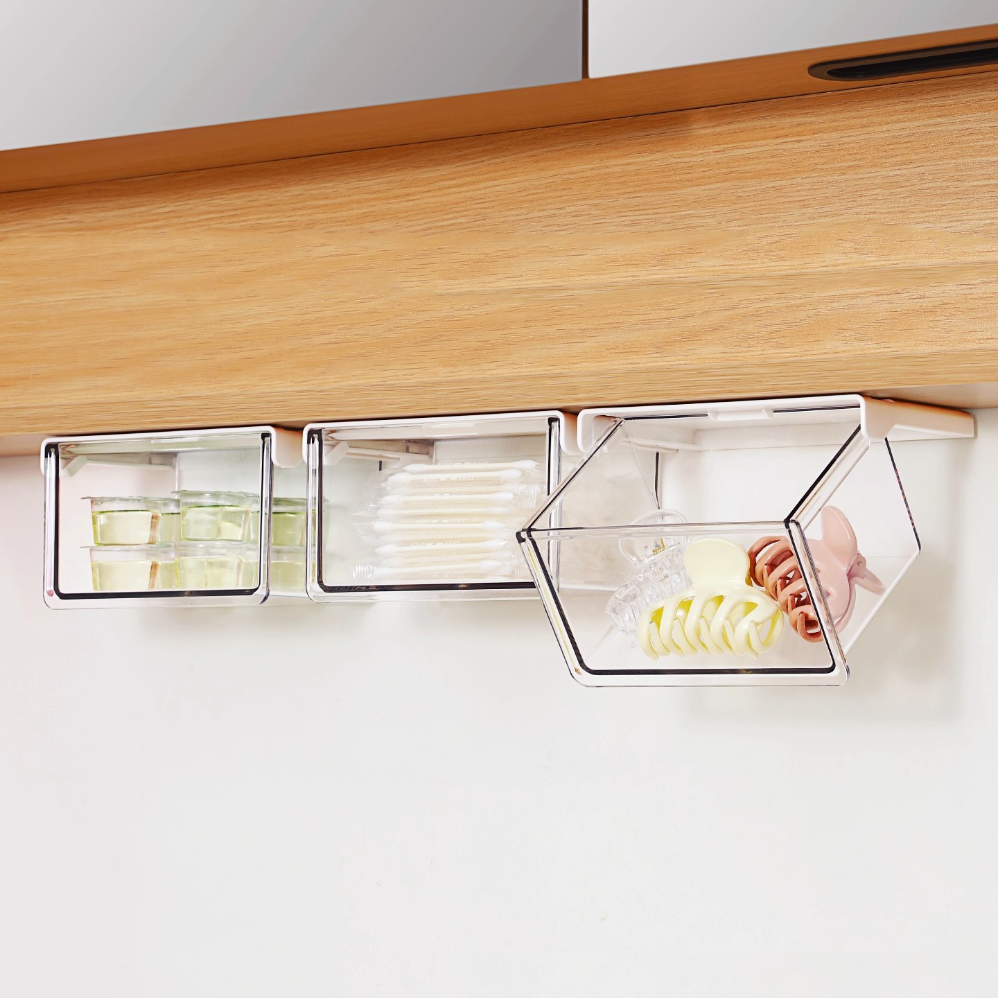 镜柜下抽屉式收纳盒透明置物架