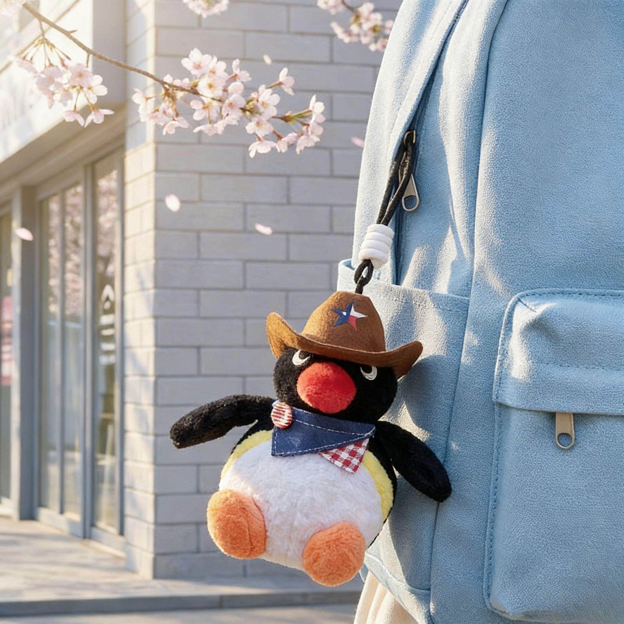 新款正版西部牛仔兜pingu包包挂件小挂饰可爱毛绒玩偶钥匙扣礼物