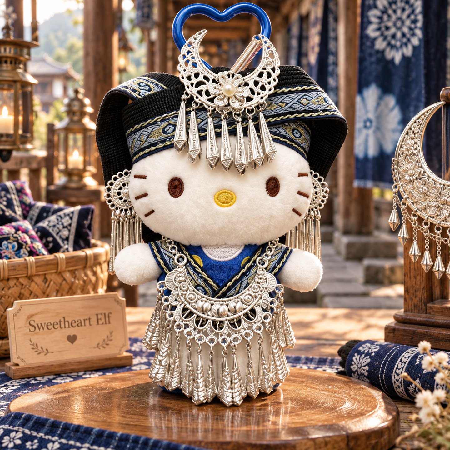 正版HelloKitty苗族民族风毛绒包挂件流苏钥匙扣车载装饰生日礼物