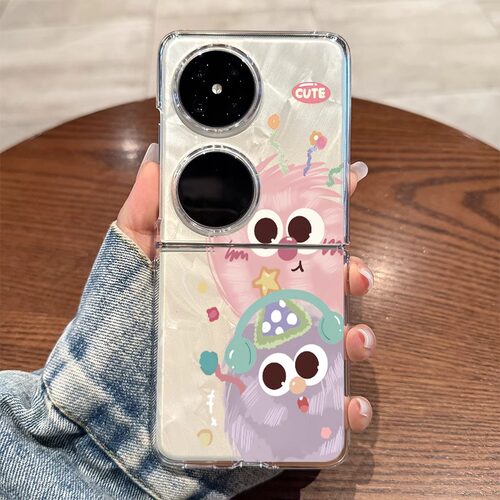 适用华为pocket2手机壳煤球小怪兽p50pocket新款折叠保护套pockets透明高级感外壳女款超薄全包防摔可爱卡通