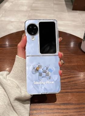 适用OPPOfindn3flip手机壳折叠屏OPPO新款find n3flip超薄n2flip透明B洛可可小马蓝色全包防摔男女硬壳保护套