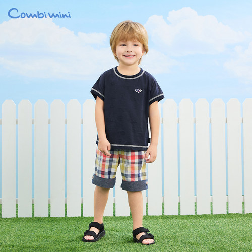 康贝Combi mini2026夏季新款婴幼童针织儿童短袖（鲸鱼提花）