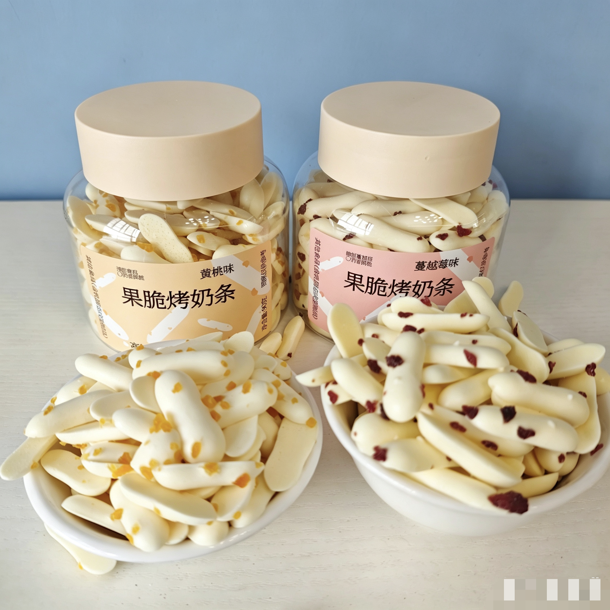 焙芝芯果脆烤奶条罐装90g黄桃味蔓越莓味奶制奶片健康零食