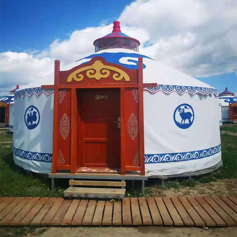 户外蒙古包帐篷农家乐餐饮烧烤摆摊加厚保暖隔风挡雨住宿帆布帐篷