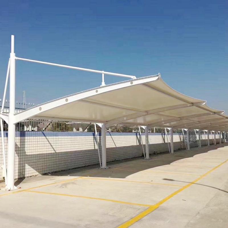 户外景观张拉膜非机动车遮阳雨棚电瓶车防晒汽车膜结构停车棚